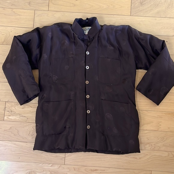 VTG Double Horse Silk Asian Jacket Boys size 24 1/2  Color dark brown. - Picture 4 of 6